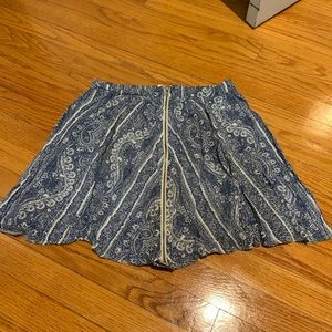 Blue Paisley Patterned Skater Skirt